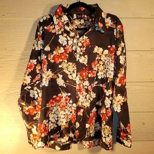 Vintage 70s Joel California Men's XL Disco Floral Button Shirt
